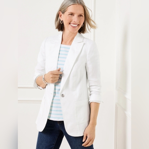 Talbots Classic Linen Blazer - White Classic Woman Size 22W - Picture 1 of 15